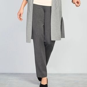 Talbots Refined Bi-Stretch Straight-Leg Charcoal Gray Heather Trouser Pants 14